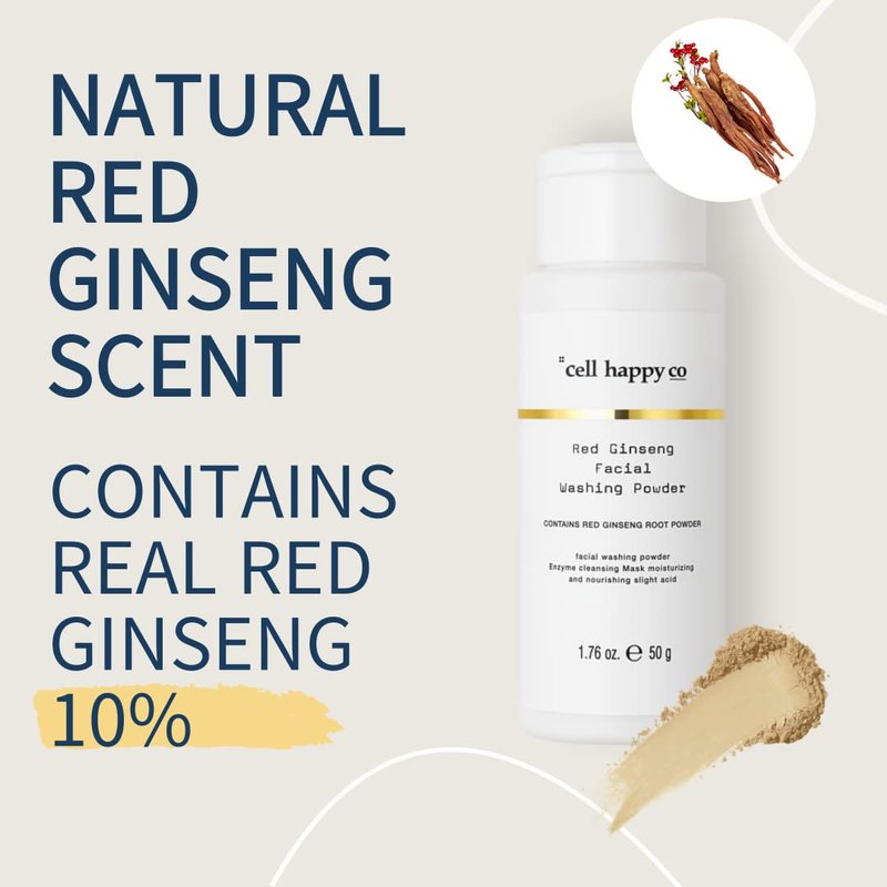 cell happy co Red Ginseng Facial Washing Powder, Powder face cleanser, Enzyme cleanser, Real red ginseng 10%, Dry & Trouble skin (1.75 Oz)