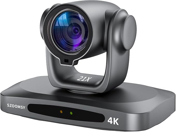 SZOOMSY 4K PTZ Camera AI AutoTracking 20X Optical Zoom HDMI SDI USB LAN POE Video Conference Camera for Live Streaming, Church Worship, Education, YouTube, Facebook