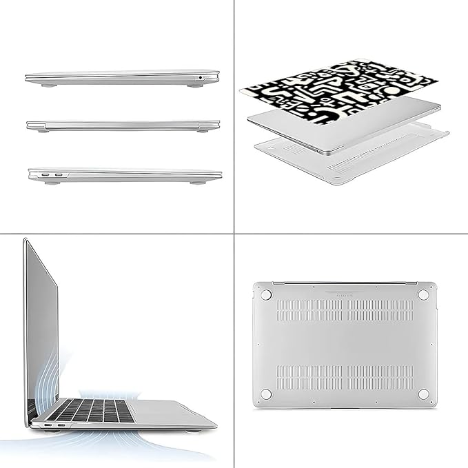 COTAIL Compatible with MacBook Air 13.3 13.6 Inch Case 2022 2021 2020 2019 Plastic Hard Shell Case Cover,13.3 Pro(A1706/A1708/A1989/A2159/A2289/A2338), Black and White Letters