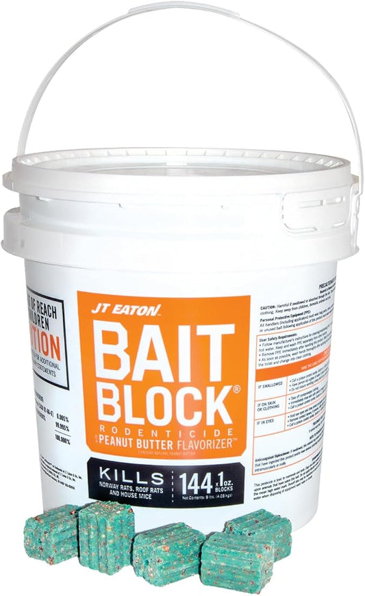 Bait Block Peanut Butter Flavor Rodenticide â 9 lb. Pail â Effective Rodent Control Bait Blocks â Long-Lasting and Easy to Use