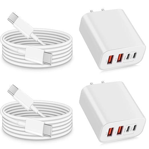 USB C Charger for iPhone 15,4-Port Fast iPhone 15 Wall Charger Block,2Pack 40W Multiport Quick USB C Wall Charger Plug Adapter,10FT USB C to C Cable for iPhone 15/15 Pro/15 ProMax/15 Plus,iPad Pro/Air