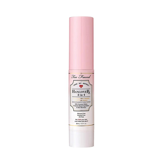 Too Faced Hangover 3-in-1 Primer & Setting Spray | Soothing & Hydrating Setting Spray for Face Makeup | Coconut Water | Travel Size, 1 Fl Oz, Clear