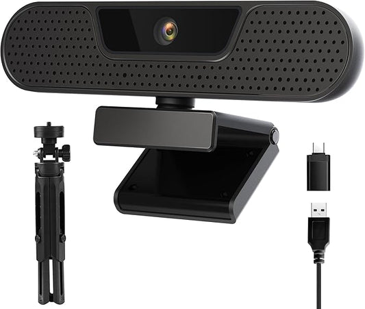 VIZOLINK 4K Webcam, Computer Camera with 4 Noise-canceling Microphones for Computer/Laptop/Mac, Privacy Cover and Tripod, Work with Video Conference, Live Streaming, Gaming, Video Calls, Zoom