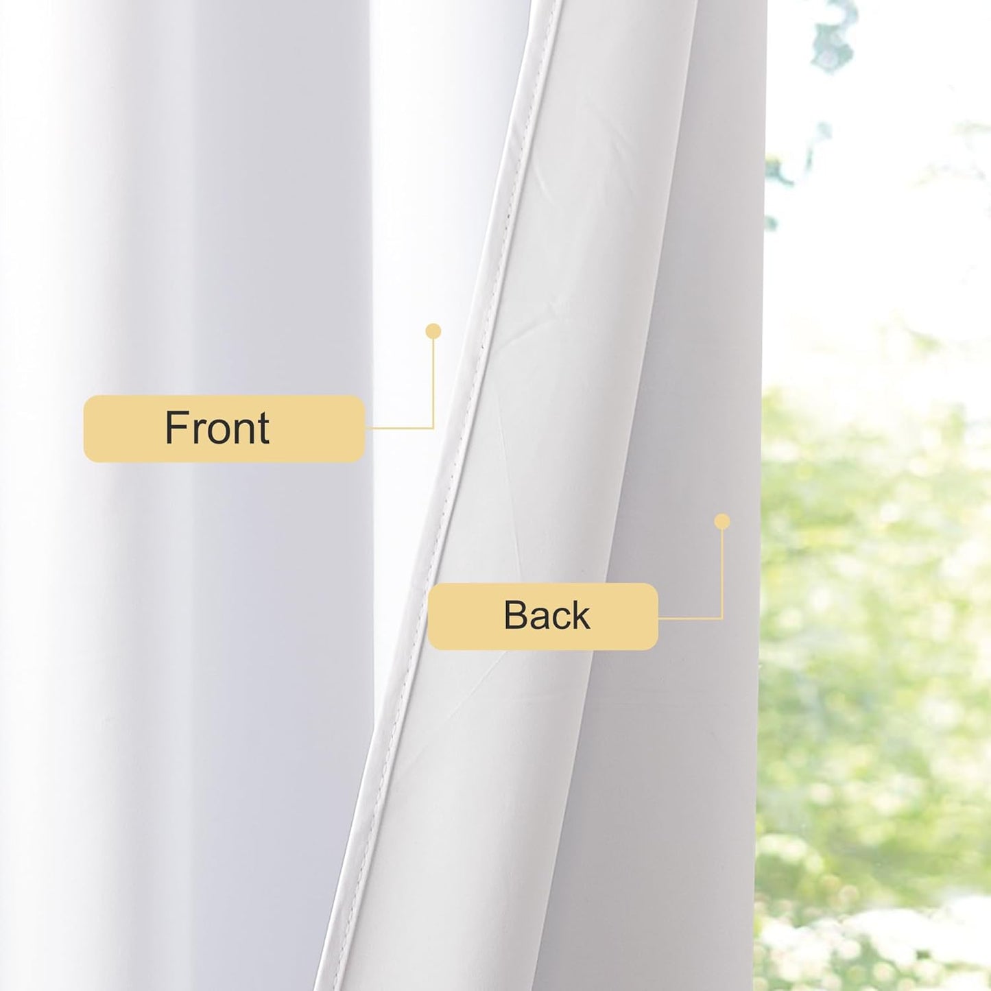 NICETOWN 100% Blackout Window Curtain Panels - Thermal Insulated Drapes, 78" Length, Set of 2, Snow White
