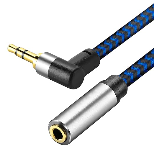 GGMTY 3.5mm Male to Female Extension Stereo Audio Extension Cable 15FT, Cotton-Braided Audio Extension Cable, Stereo Jack Cord for Phones, Headphones, Speakers, Tablets, PCs and More