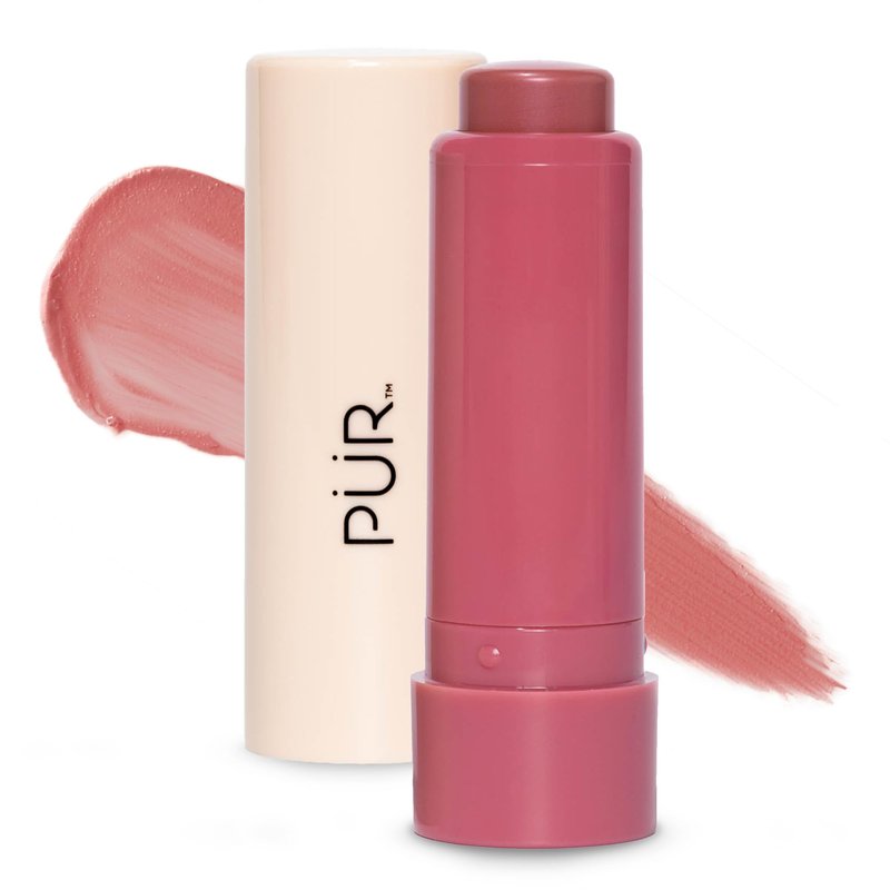 PÜR MINERALS Silky Tint Creamy Multitasking Blush Stick with Peptides, Berry Best - Blush Stick with Natural, Healthy-Looking Glow & Ultra-Creamy Finish - Professional Makeup