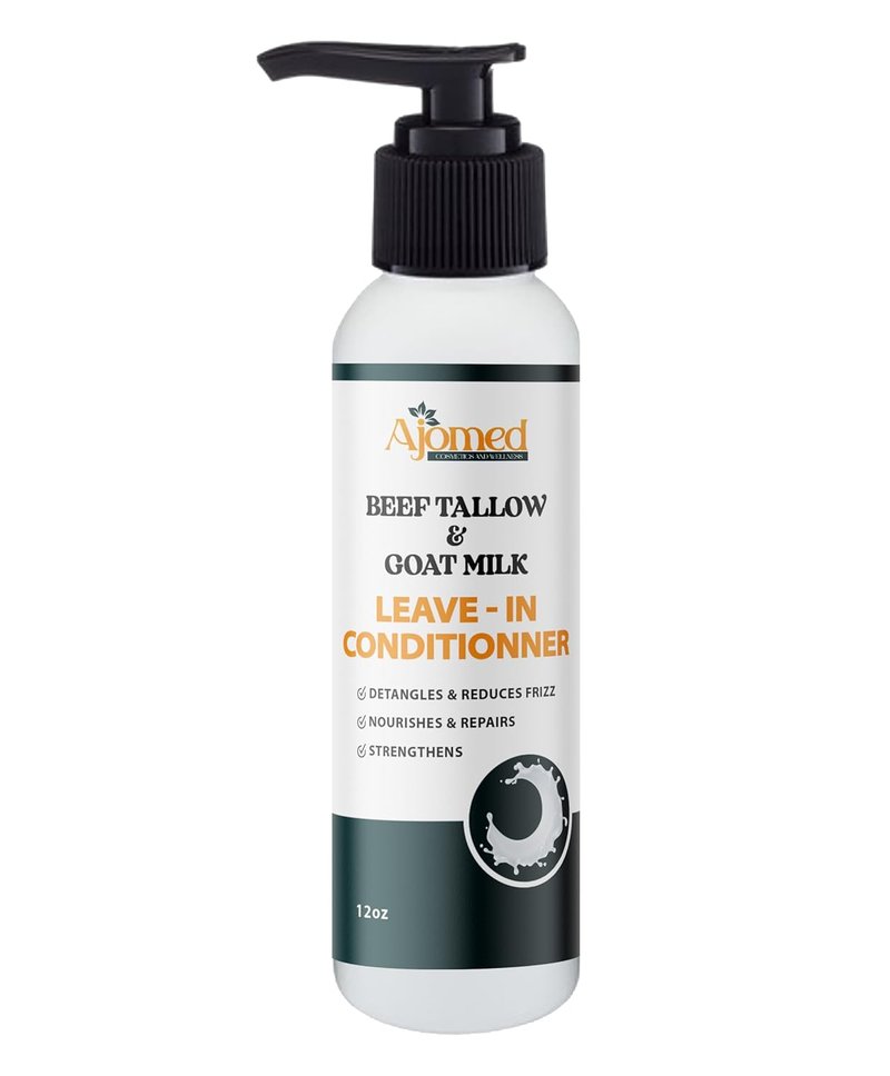 Beef Tallow & Goat Milk Leave-In Conditioner - Handmade Hair Detangler for Anti-Frizz & Dreadlocks | 12 Fl Oz