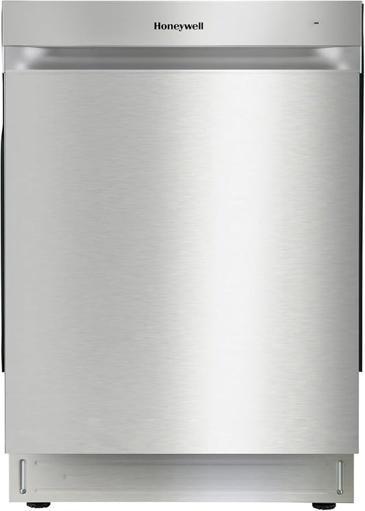 Honeywell 24 Inch Dishwasher with 12 Place settings, 7 Washing Cycles, Stainless Steel and Plastic Tub, UL/Energy Star- Stainless Steel