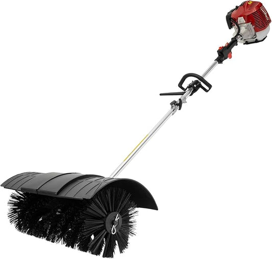 Outdoor Handheld Gas Power Broom, 52cc 2.3HP 2-Stroke Gasoline Power Lawns Sweeper Broom Sweeper Cleaning Driveway Tools High Performance Cleaner 1.8M 0.22gal Tank