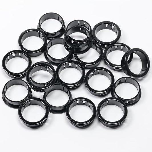 EASYEAH 1-1/8"(28mm) Black Snap-in Knockout Insulating Bushing Grommets, Plastic Cable Hole Grommet for Wiring, Round Nylon Snap in Locking Electrical Wire Cord Hose, Tubing Bushings Grommets, 20pcs