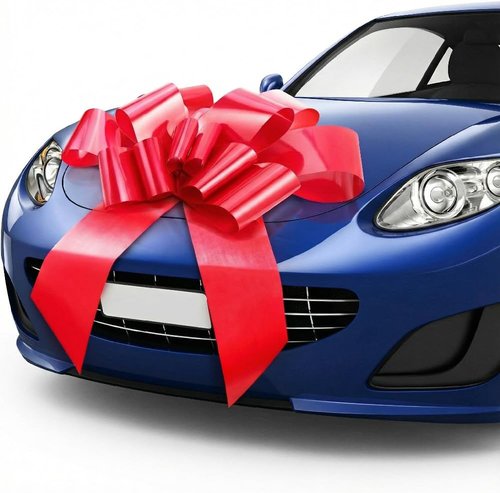 Big Car Bow - 30 Inch Giant Gift Bow for Birthdays, Christmas, Weddings | Large Red Car Decoration