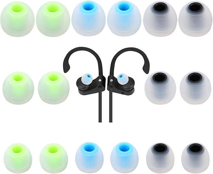 TSZYYM Earbud Tips Soft Anti Slip Washable Reusable Silicone Fit Most In-Ear Earbuds (Inner Hole 3.8mm-5.1mm) 18pcs S M L