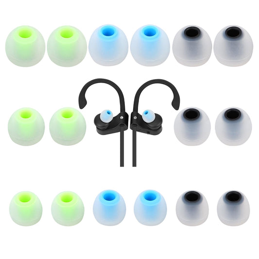 TSZYYM Earbud Tips Soft Anti Slip Washable Reusable Silicone Fit Most In-Ear Earbuds (Inner Hole 3.8mm-5.1mm) 18pcs S M L