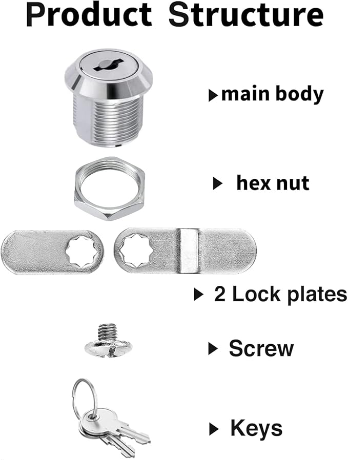 Sartatue Cabinet Cam Locks Keyed Alike, 5/8'' Fits on 3/8'' Max Door Thickness, Secure File Drawer Mailbox RV Storage Replacement Set, Zinc Alloy (5/8 Inch 2Pcs)