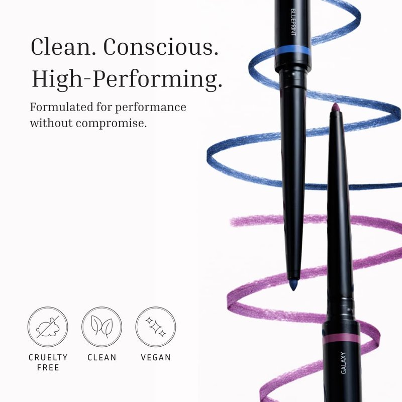 LITHE BEAUTY Smudge-Proof Gel Eyeliner Pencil Set, Long Wear Retractable Eyeliner with Ultra Thin Tip & Angled Brush, High Definition Vegan Makeup Duo in Shades Blueprint and Galaxy
