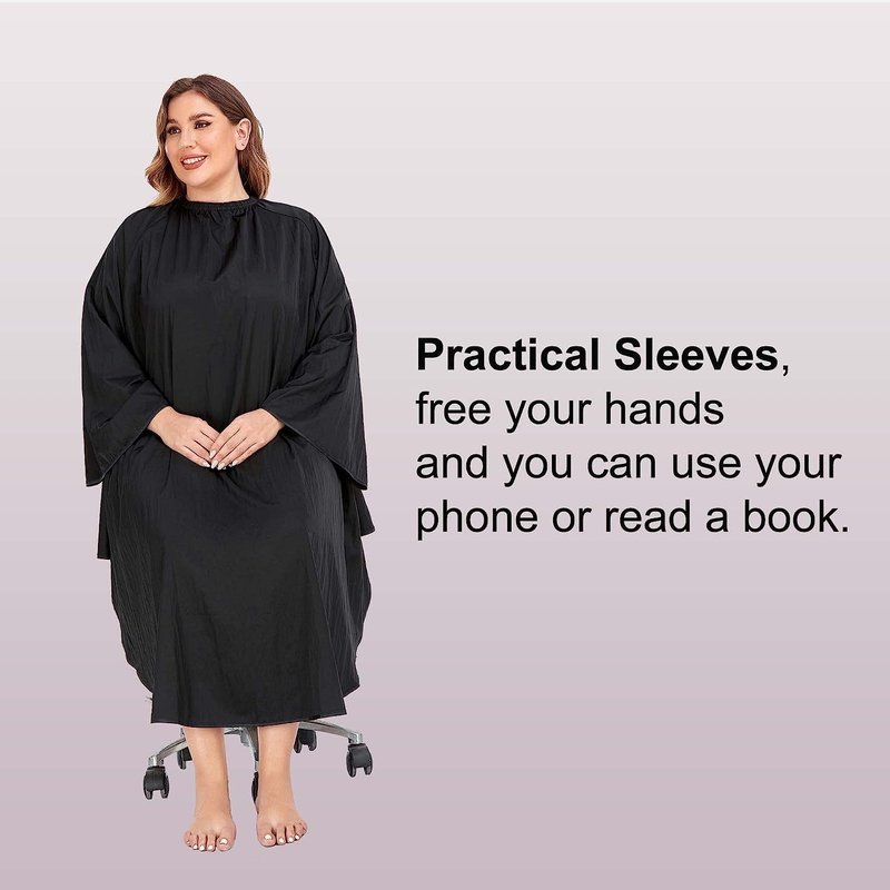 Professional Hair Cutting Cape - Barber Gown with Sleeves | Black Salon Cape