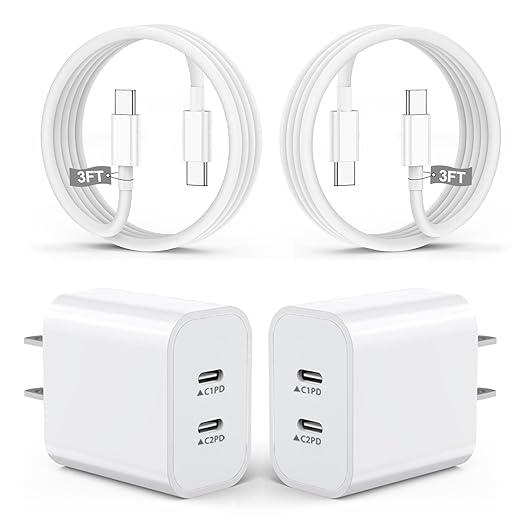 iPhone 17 Charger,2Pack Dual USB C Port Fast Wall Chargers Block with 3FT USB C to C Charger Fast Charging Cable Cord for iPhone 17/17 Pro Max/17 Pro/16 Pro Max/16 Plus/16E/15 Pro/15/iPad Pro/Air/Mini