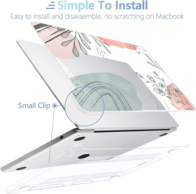 MEEgoodo Case for M5/M4/M3/M2 MacBook Air 13 inch 2026 2025 2024 2022, Fit Model A3449/A3240/A3113/A2681, Case Compatible with MacBook Air 13.6-inch, Watercolor Floral 3