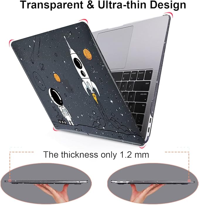 LCMOCICO for MacBook Air 13 inch Case 2020 2019 2018 Release M1 A2337 A2179 A1932, Glitter Crystal Pritned Pattern Hard Case Cover for Mac Air 13.3" Retina Display Touch ID, Astronauts & Spacecraft
