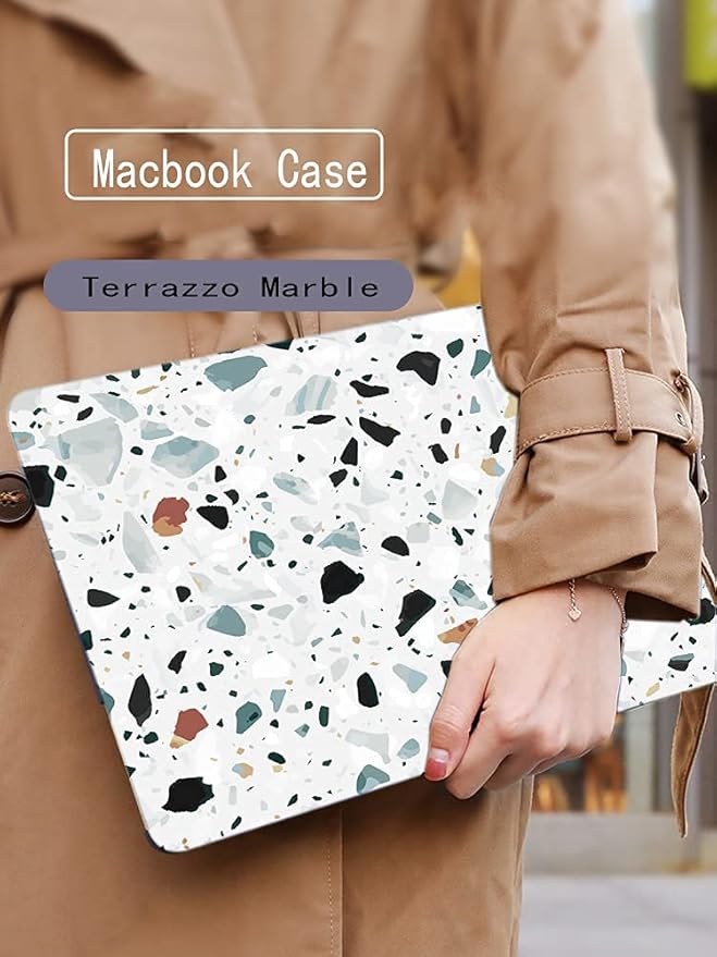 LanBaiLan Compatible for MacBook Pro 13 inch with Touch Bar M2 2026 2025 2024 2023 2022-2016 A2338 M1 A2251 A2289 A2159 A1989 A1708 A1706, Laptop Hardshell Case and Keyboard Cover, Terrazzo Marble