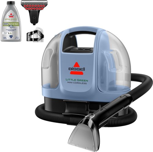 BISSELL Little Green Mini Cordless Carpet Cleaner - Portable Auto Detailer with HydroRinse Tool | Limited Edition Lake Color