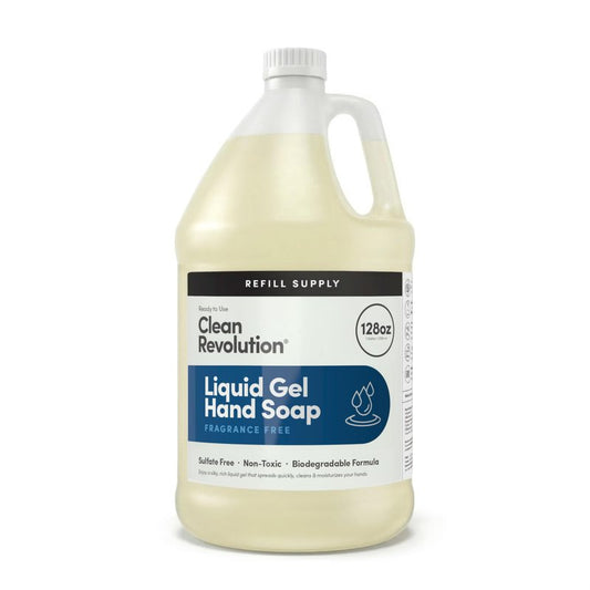 Clean Revolution Fragrance Free Liquid Gel Hand Soap Refill – Sulfate-Free Unscented Gel Hand Wash for Sensitive Skin, Moisturizing Bulk Refill, Non Toxic Formula, Made in the USA, 128 Fl Oz