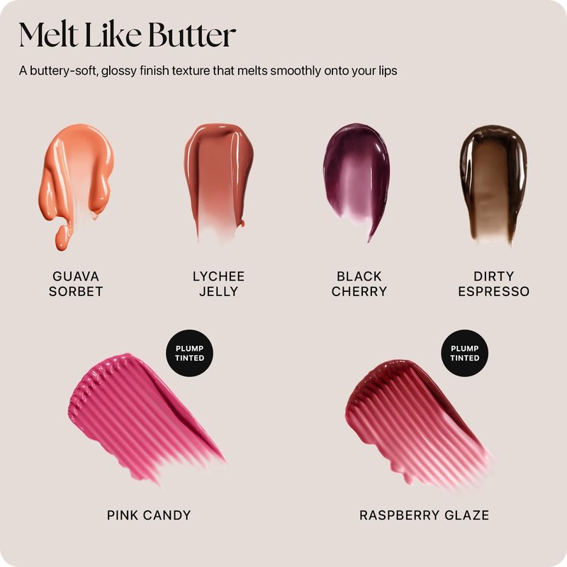Honey Melting Lip Butter Balm - Hydrating Tinted Lip Balm with Peptides for Fuller Lips | Raspberry Glaze