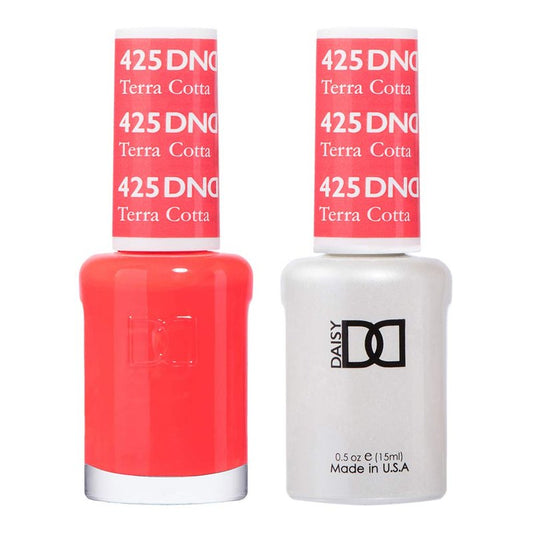 DND Gel Polish Set, Orange Collection, UV/LED Gel Polish and Air Dry Nail Lacquer, Matching Chip-Free Polish Duo, 425 Terra Cotta, 0.5 Fl Oz
