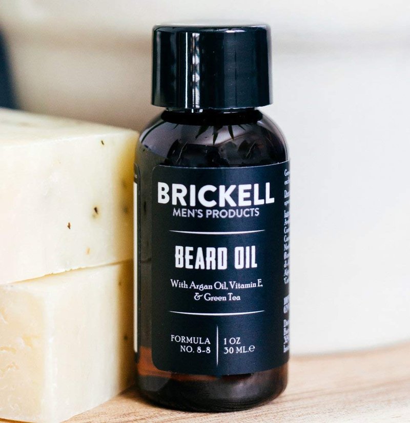 Brickell Men's Beard Oil for Men, Argan and Jojoba Oil to Strengthen and Soften Hair, With Vitamin E, 1 Ounce, Scented