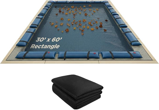 Buffalo Blizzard 30 ft x 60 ft Rectangle Pool Leaf Net | Mesh Pool Net Cover | Leaf Net for Above Ground Pool | Remove Leaves & Debris From Your Winter Cover | 4 Ft of Overlap | Winch & Cable Included