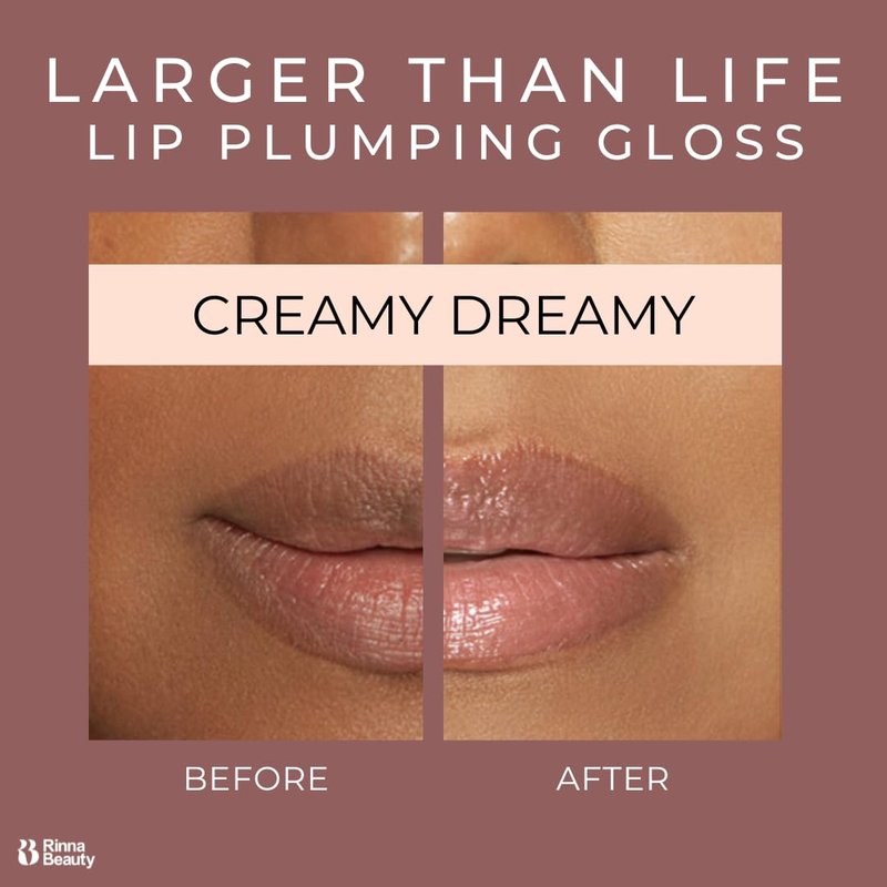 Rinna Beauty Lip Plumping Gloss - Creamy Dreamy - Helps Boost Collagen, Increases Lip Volume, Elastin Production - Vegan, Cruelty-Free - 1 each
