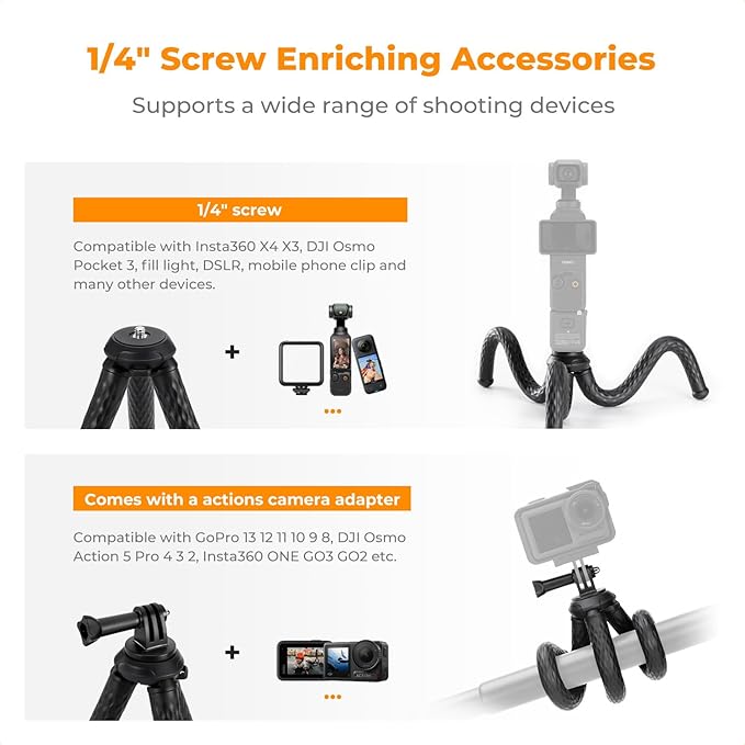 K&F CONCEPT Flexible Tripod, Magnetic Flexible Phone Stand with Wireless Remote, Mini Vlogging Tripod, Compatible with iPhone 17 Pro Max/16/15/14/13/12 All Phones and Actions Camera.