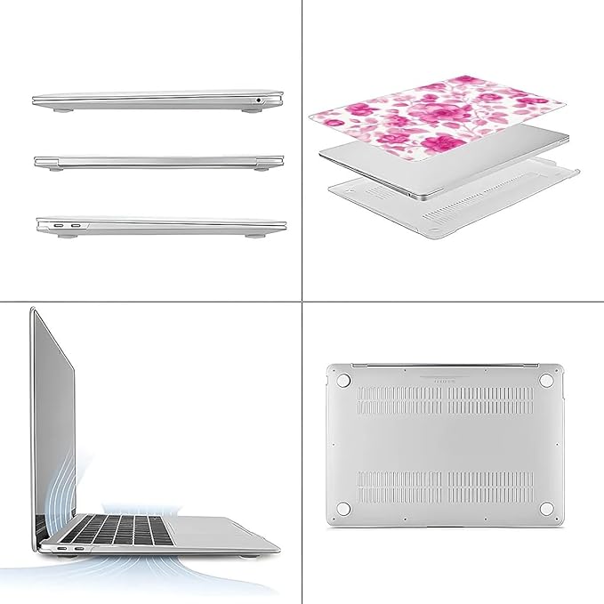 COTAIL Compatible with MacBook Air 13.3 13.6 Inch Case 2022 2021 2020 2019 Plastic Hard Shell Case Cover,13.6 Air (A2681) M2 2022, Pink Vintage Floral
