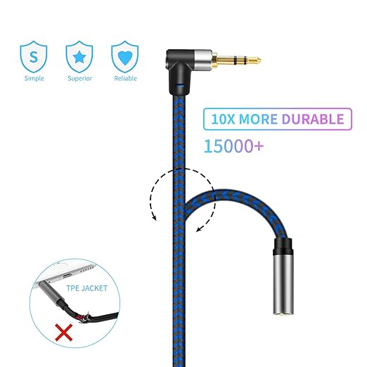 GGMTY 3.5mm Male to Female Extension Stereo Audio Extension Cable 25FT, Cotton-Braided Audio Extension Cable, Stereo Jack Cord for Phones, Headphones, Speakers, Tablets, PCs and More