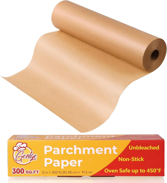 Unbleached Parchment Paper Roll by [Brand Name] - 12" x 300 ft, Heavy-Duty Non-Stick Baking Paper for Oven & Air Fryer