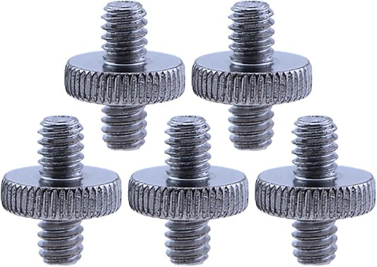 CTWHA 5PCS 1/4 Inch-20 to 1/4 Inch-20 Dual Head Adapter - Male to Male Metal Tripod Screw Adapter
