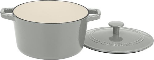 Cuisinart Enameled Cast Iron Round Casserole - 3-Quart in Tea Grey for Perfect Cooking
