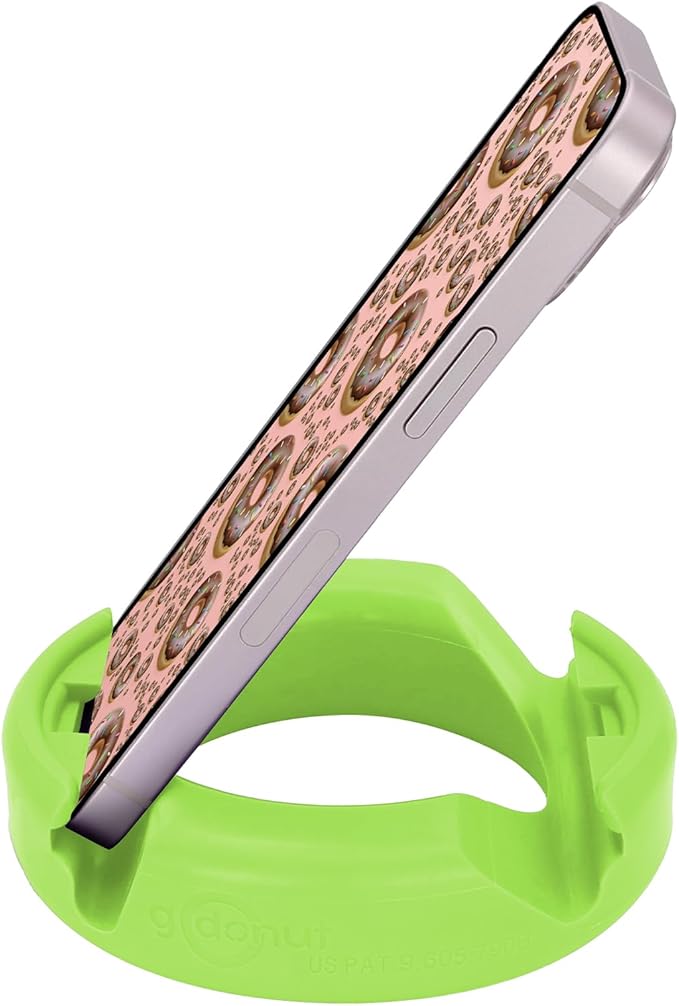 GoDonut Original – Smartphone and Tablet Stand – Compatible with Devices UP to 0.5" Thick Including Protective Cases - for use at Work, at Home, Travel and on-the-go - Lime Green