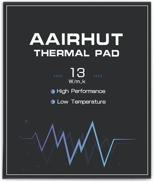 Aairhut Thermal Pad 13W/mK, 120x120x2.5mm Silicone Cooling Pad Non Conductive Heat Resistance Soft Sticky Cover with Dual Self-Adhesive Films for PC Laptop Game Console/PS5/Heatsink/GPU/Computer
