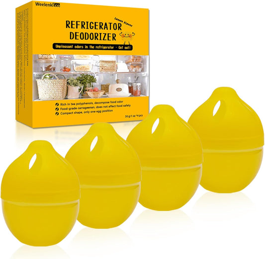 Skiennix Refrigerator Deodorizer - Natural Gel Eliminates Stubborn Odors | 4 Pcs Lemon Flavor