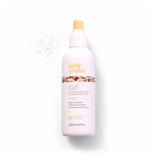 milk_shake Curl Passion Primer | Pre-Styling Curl Primer for All Curl Types | Adds Moisture & Enhances Definition | With Babassu Oil, Praxcai Oil & Milk Proteins, 6.8 fl oz / 200 mL