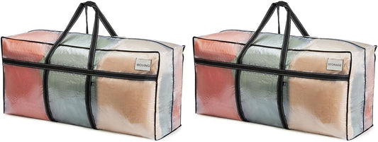 VENO Extra Large Moving Bags - Heavy Duty Storage Solution for College & Holiday Packing | Clear, 2 Pack