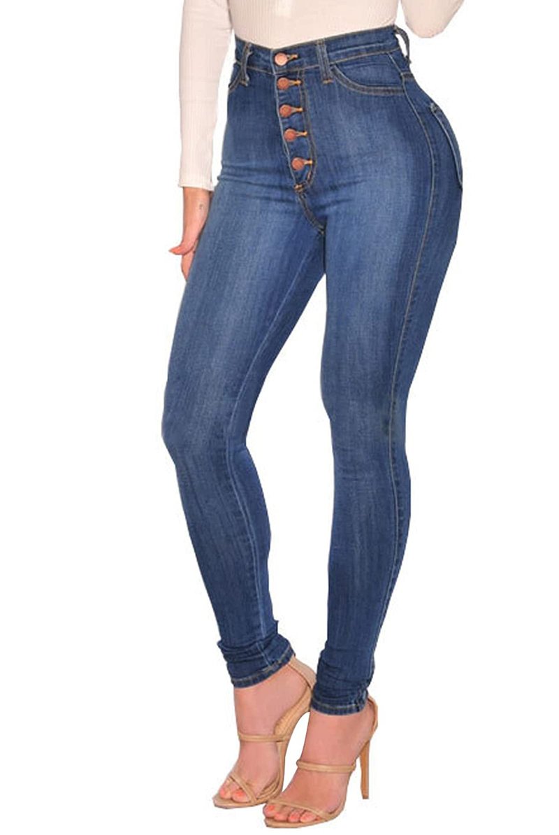 BISUAL Womens High Waisted Butt Lifting Jeans Distressed Stretch Skinny Sexy Colombian Jeans for Women (Blue, US 12)