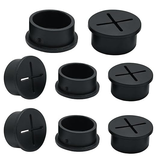 BOPOREAE Desk Grommet, 3/4 in 20 mm Silicone Rubber Grommets, Black Desk Hole Cover for Cables, Flexible Wall Cord Pass Through Grommet for Office Table Computer Home Furniture Wire Organizer-8 Pcs