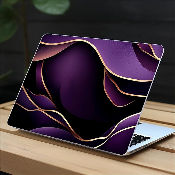 COTAIL Compatible with MacBook Air 13.3 13.6 Inch Case 2022 2021 2020 2019 Plastic Hard Shell Case Cover,13.6 Air (A2681) M2 2022, Purple and Gold Color Line