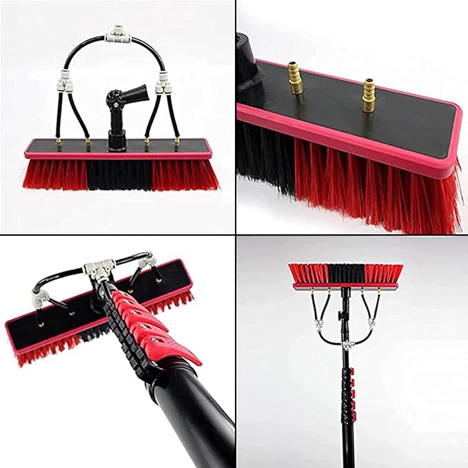 Window Cleaning Pole, Water Fed Telescopic Window Cleaning Brush, Extendable Cleaner Roof Cleaning Tools Window Cleaner Kit for Photovoltaic Panel, Trucks, Bus, Cars,9m