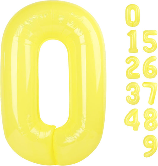 Number 0 Balloons - 40 Inch Yellow Birthday Decorations | Perfect for Milestone Events & Baby Showers