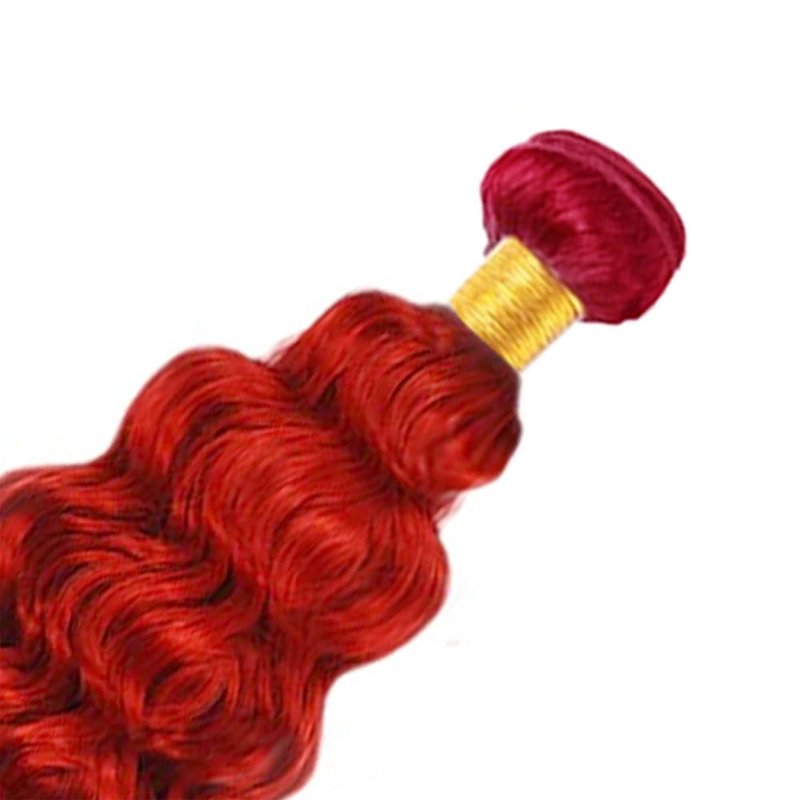 Red Human Hair Bundles Deep Wave 34 Inch Deep Single Bundle Human Hair Light Red Color Unprocessed Native Virgin Hair 100g Total Double Weft Crochet Human Hair Extensions for Women