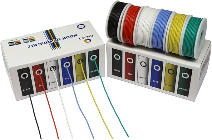 CBAZY 22 Gauge Flexible Silicone Wire Hook up (Stranded Wire Kit) Electric Wire 6 Colors 19.6 feet Each 22 AWG