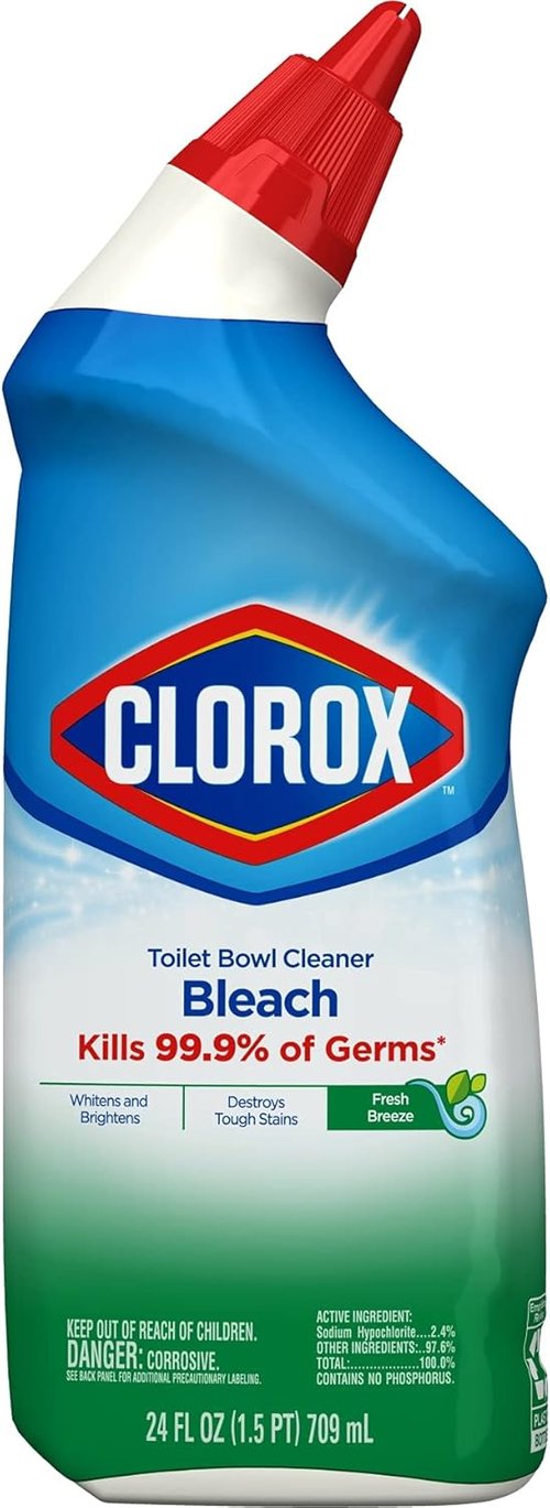 Clorox Toilet Bowl Cleaner - Liquid Disinfectant with Clinging Bleach Gel | Fresh Scent, 24 Ounces